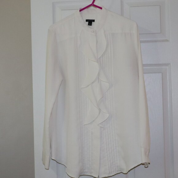 Ann Taylor | Cream Ruffle Blouse, Size Small - Picture 2 of 10